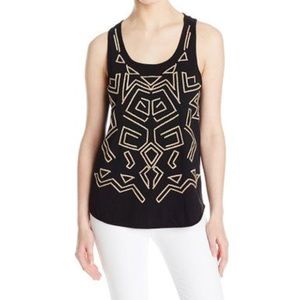 Lucky brand tank top Aztec print black size small
